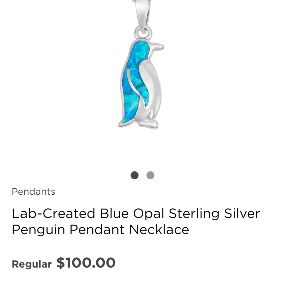 Blue Opal Sterling Silver Penguin Pendant
